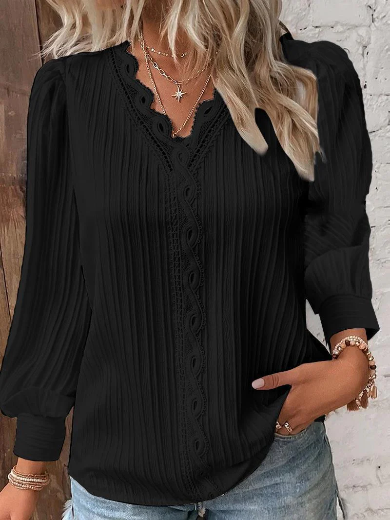 Damen Bluse mit strukturiertem Design und romantischen Spitzenakzenten Heidi-Mode - Image 7