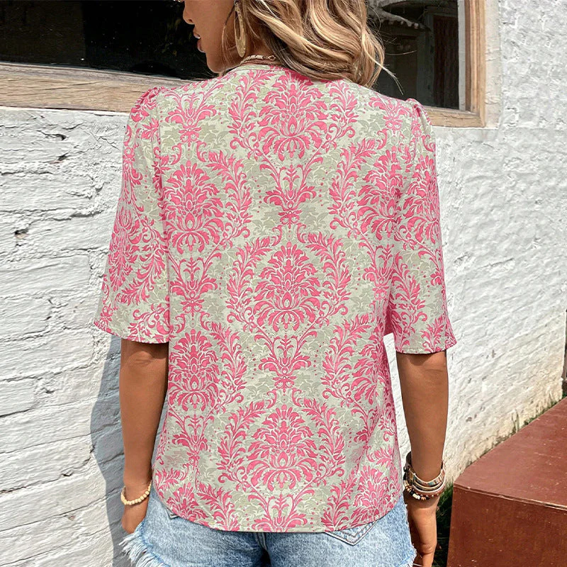 Damen Bluse mit Volumetrischen Ärmeln und Floralen Mustern Heidi-Mode - Image 3