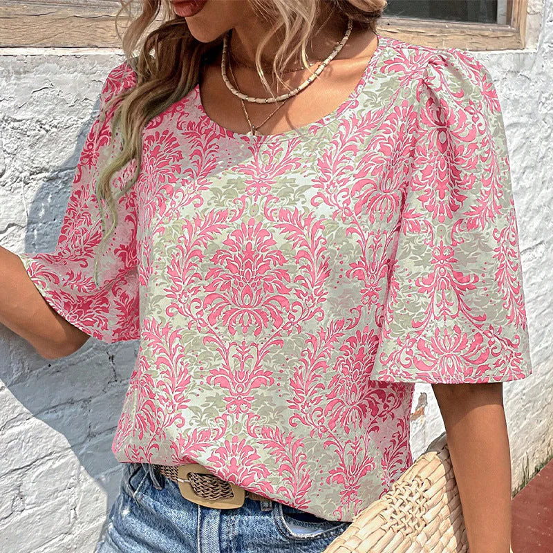 Damen Bluse mit Volumetrischen Ärmeln und Floralen Mustern Heidi-Mode - Image 6