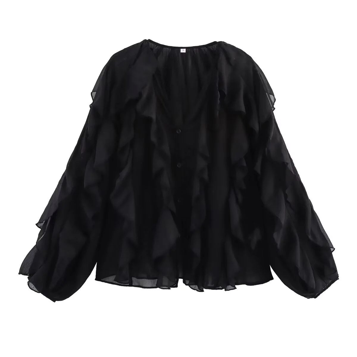 Damen Bluse mit Voluminösen Rüschendetails und Elegantem Schnitt Heidi-Mode - Image 2