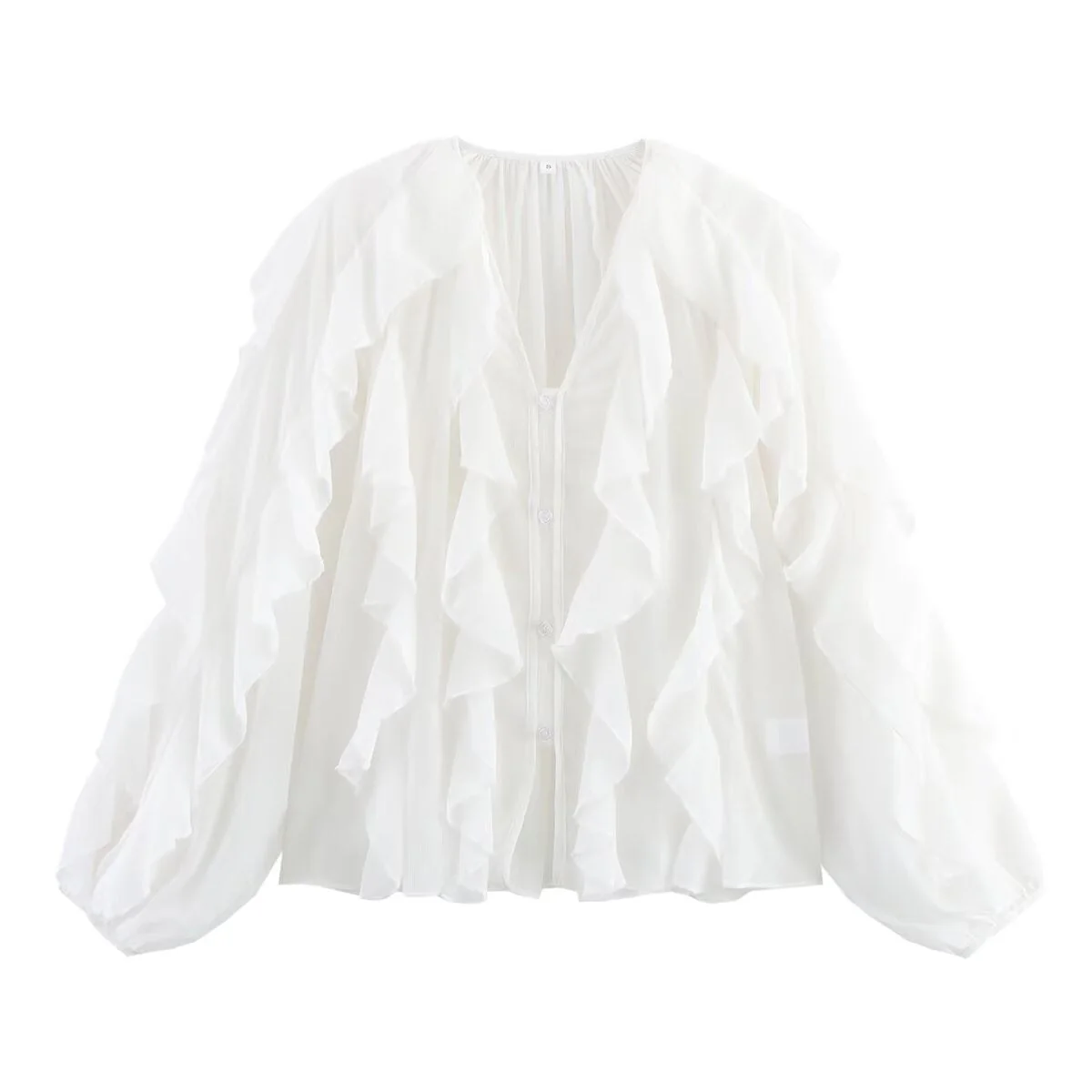 Damen Bluse mit Voluminösen Rüschendetails und Elegantem Schnitt Heidi-Mode - Image 5