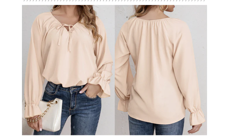 Damen Blusenshirt mit Modischen Rüschendetails und Verstellbarem Kordelzug Heidi-Mode - Image 6