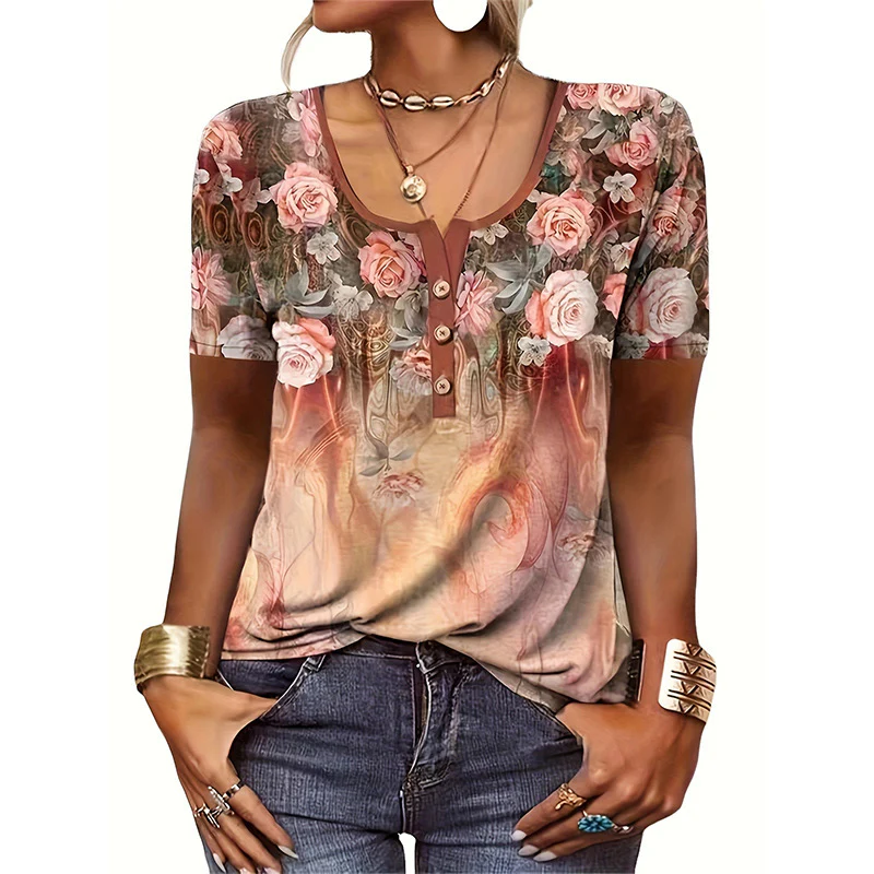 Damen Blusentop mit floralem Muster und Knopfdetails Heidi-Mode - Image 6