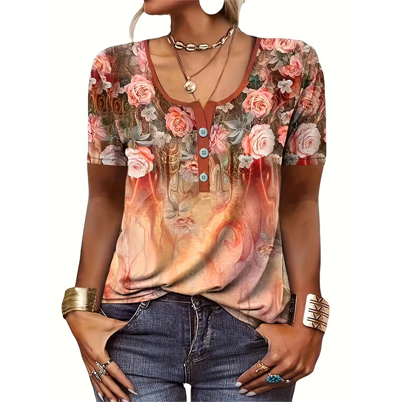 Damen Blusentop mit floralem Muster und Knopfdetails Heidi-Mode - Image 7