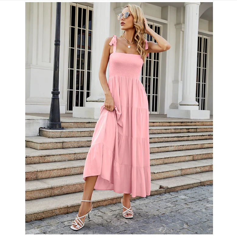 Damen Bodenlanges Rüschen-Maxikleid mit Schulterfreiem Schnitt und Fließendem Material Heidi-Mode - Image 10