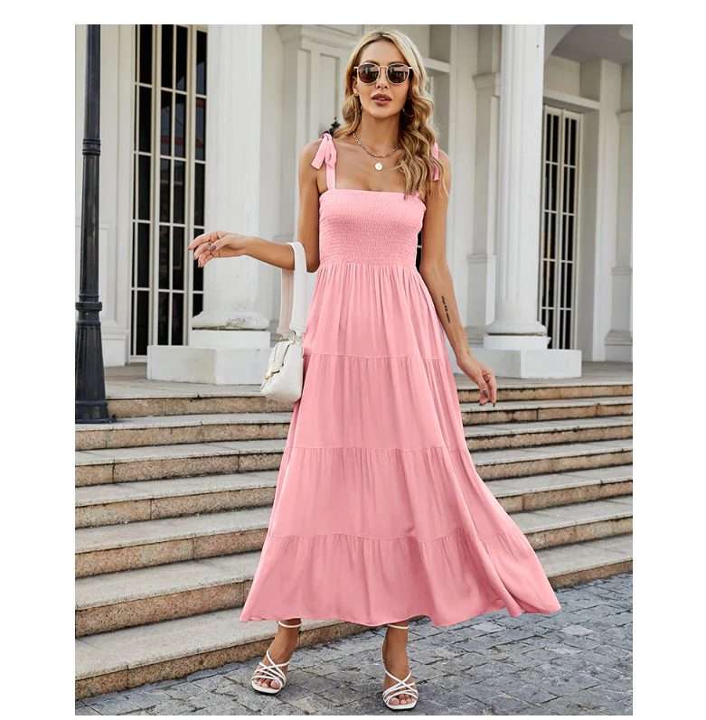 Damen Bodenlanges Rüschen-Maxikleid mit Schulterfreiem Schnitt und Fließendem Material Heidi-Mode - Image 13