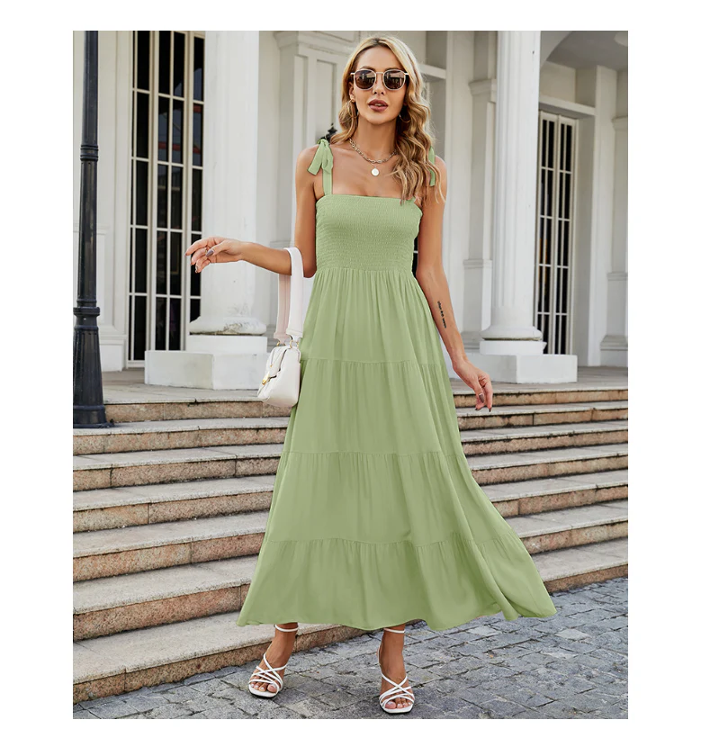 Damen Bodenlanges Rüschen-Maxikleid mit Schulterfreiem Schnitt und Fließendem Material Heidi-Mode - Image 17