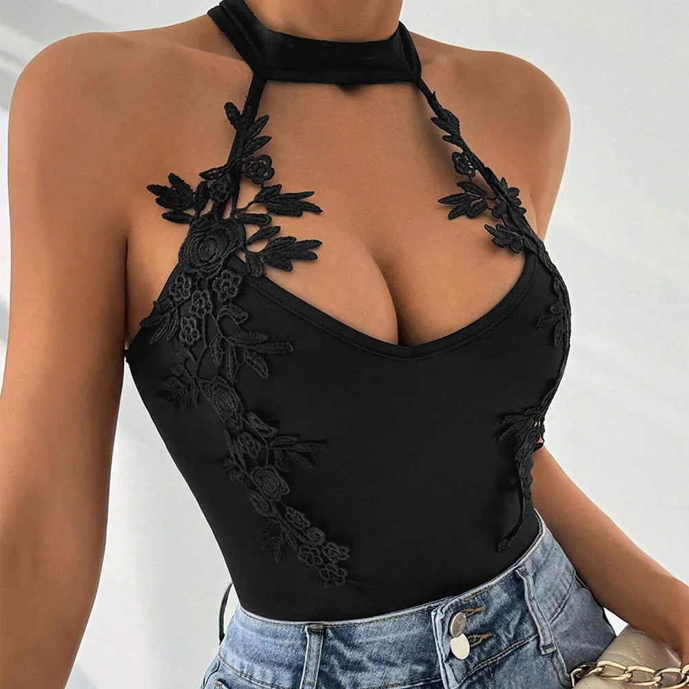 Damen Body mit Elegantem Spitzendetail Heidi-Mode
