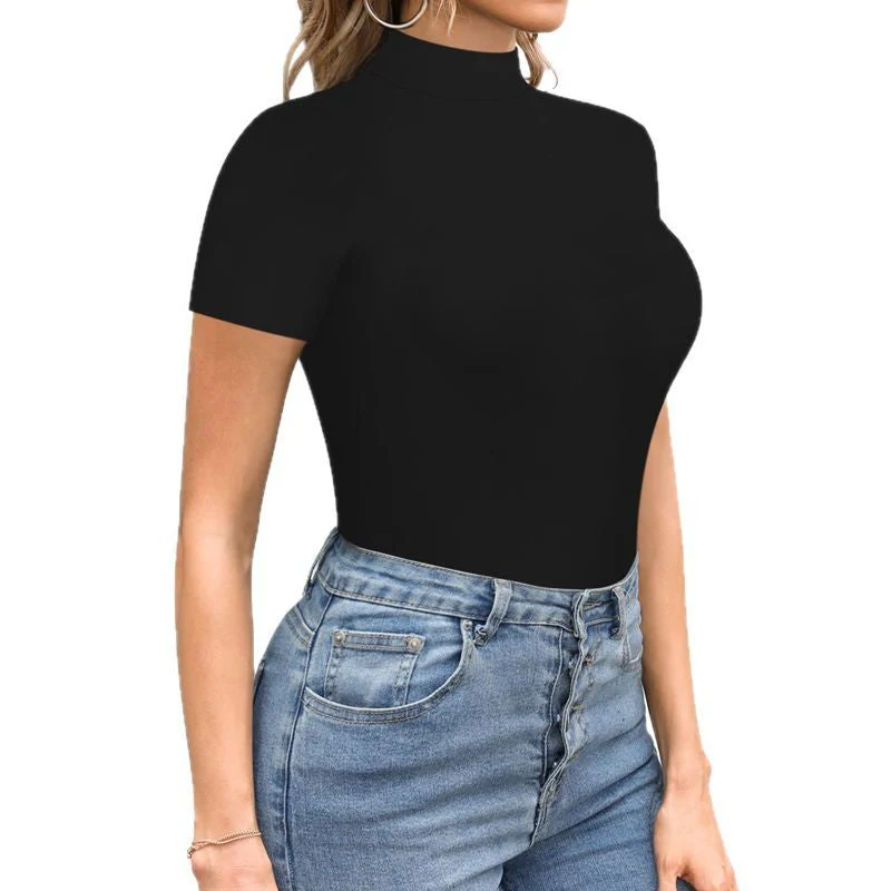Damen Body mit Hohem Kragen und Kurzarm Heidi-Mode - Image 5