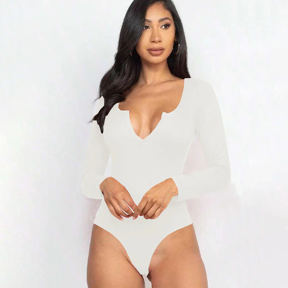 Damen Body mit Tiefem V-Ausschnitt und Langem Arm Heidi-Mode - Image 9
