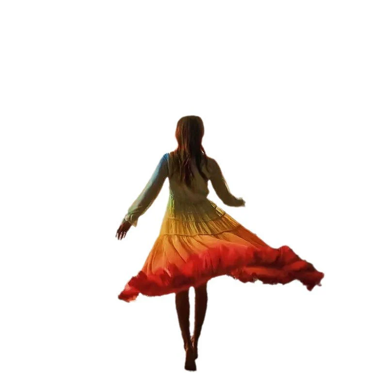 Damen Boho Maxikleid mit Voluminösem Rock und Rüschen Heidi-Mode - Image 5
