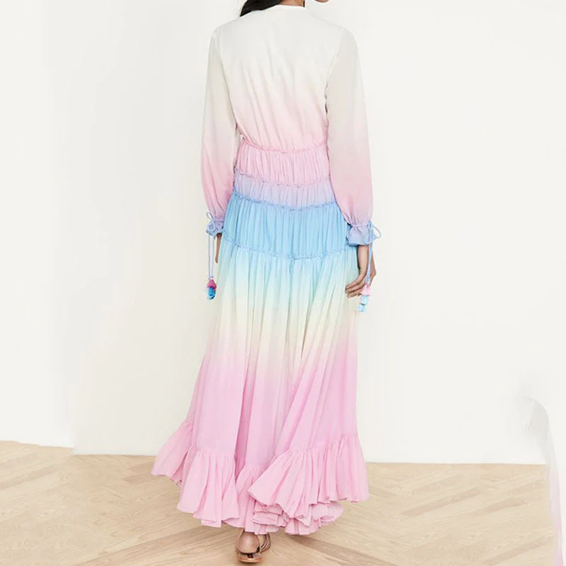 Damen Boho Maxikleid mit Voluminösem Rock und Rüschen Heidi-Mode - Image 6