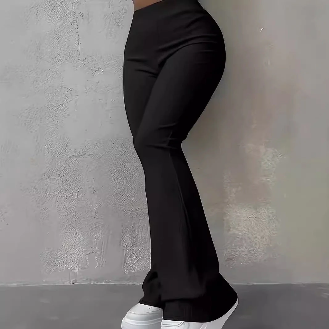 Damen Bootcut-Hose mit Hohem Bund und Elastischem Taillenband Heidi-Mode - Image 3
