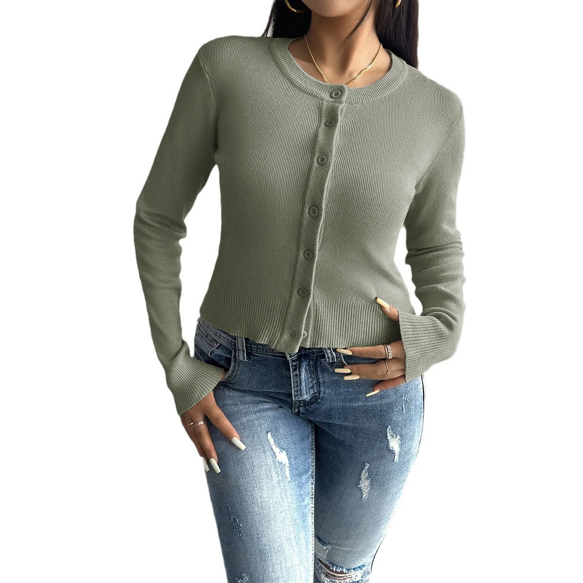 Damen Cardigan mit Feiner Ribstruktur und Knopfverschluss Heidi-Mode - Image 5