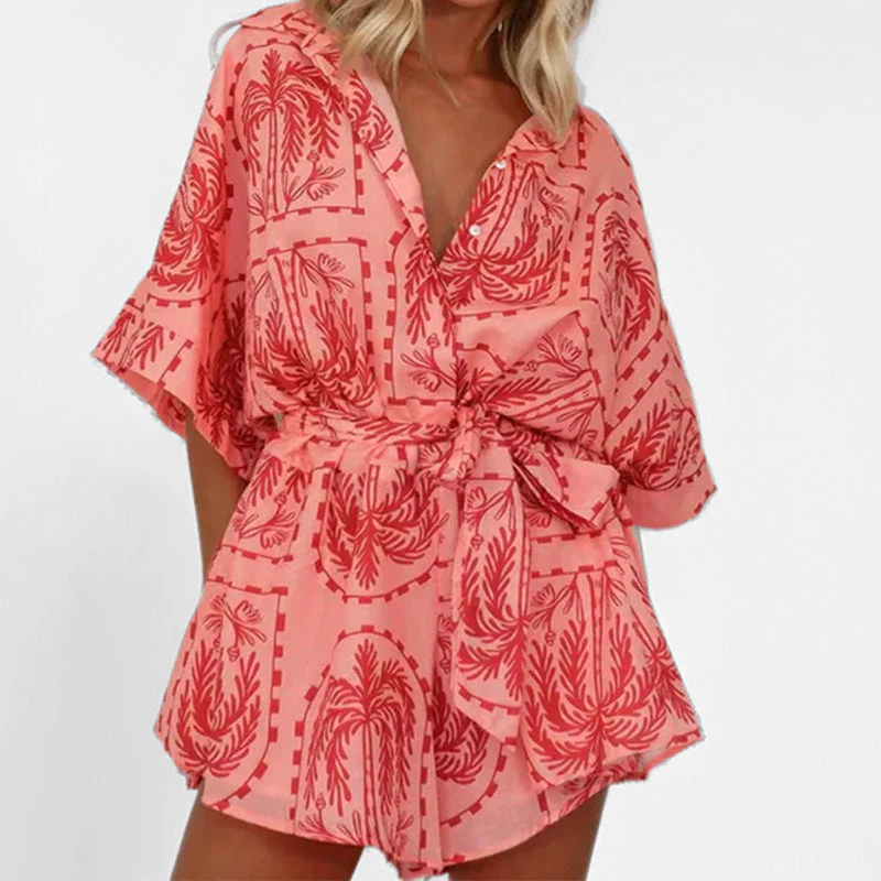Damen Casual Hemd-Kleid mit Großem Kragen und Bindegürtel Heidi-Mode - Image 2