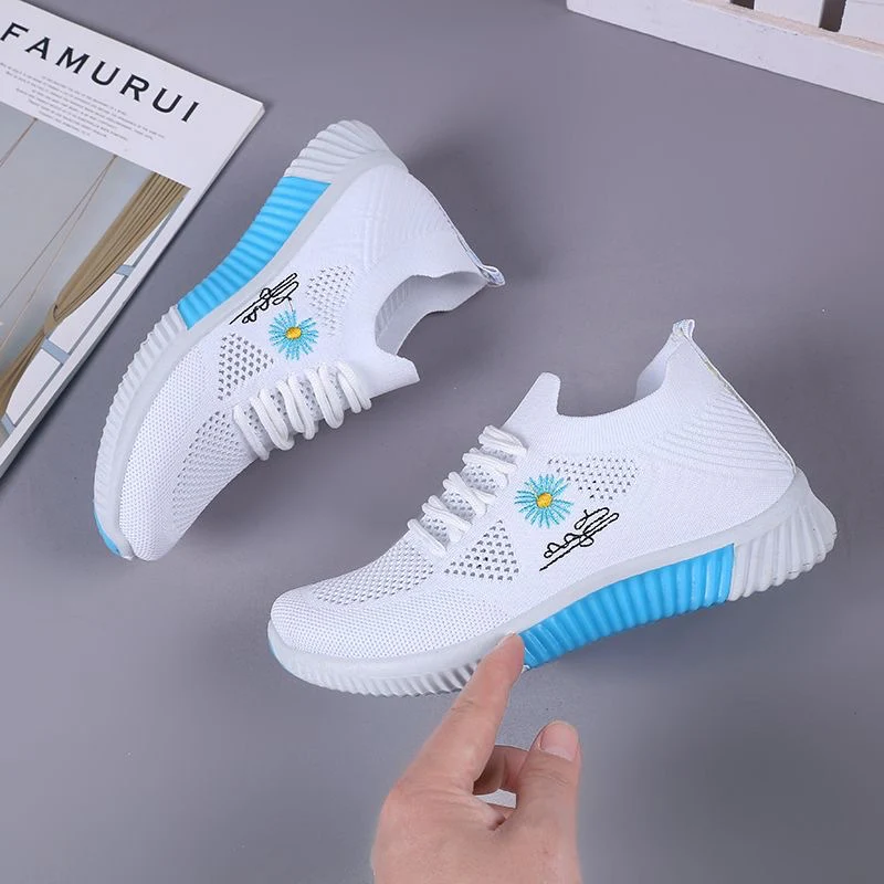Damen Casual Sneakers mit floralem Motiv und bequemer Gummisohle Heidi Mode