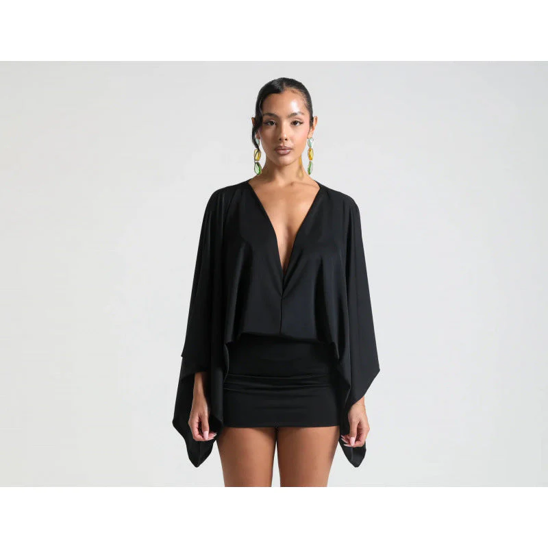 Damen Chices Minikleid mit Voluminösen Ärmeln und Elegantem Stehkragen Heidi-Mode - Image 10