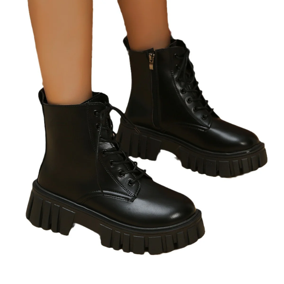 Damen Chunky Boots mit robustem Profil und praktischem Reißverschluss Heidi Mode - Image 5
