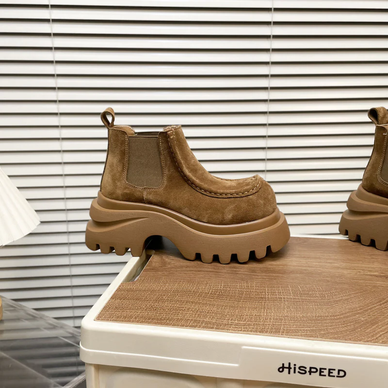Damen Chunky Chelsea Boots mit rutschfester Profilsohle und weichem Veloursleder Heidi Mode - Image 6