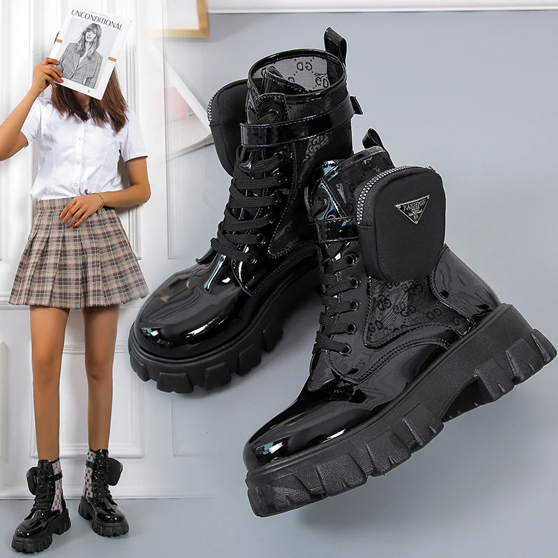Damen Chunky Combat Boots mit praktischen Stauraum und modischen Details Heidi Mode - Image 2