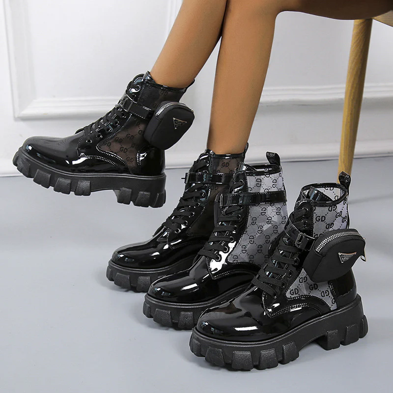 Damen Chunky Combat Boots mit praktischen Stauraum und modischen Details Heidi Mode - Image 3