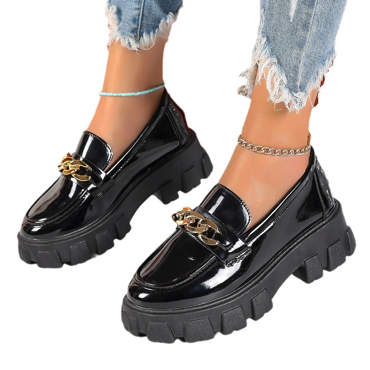 Damen Chunky Loafers mit modischer Kettenapplikation Heidi Mode - Image 5