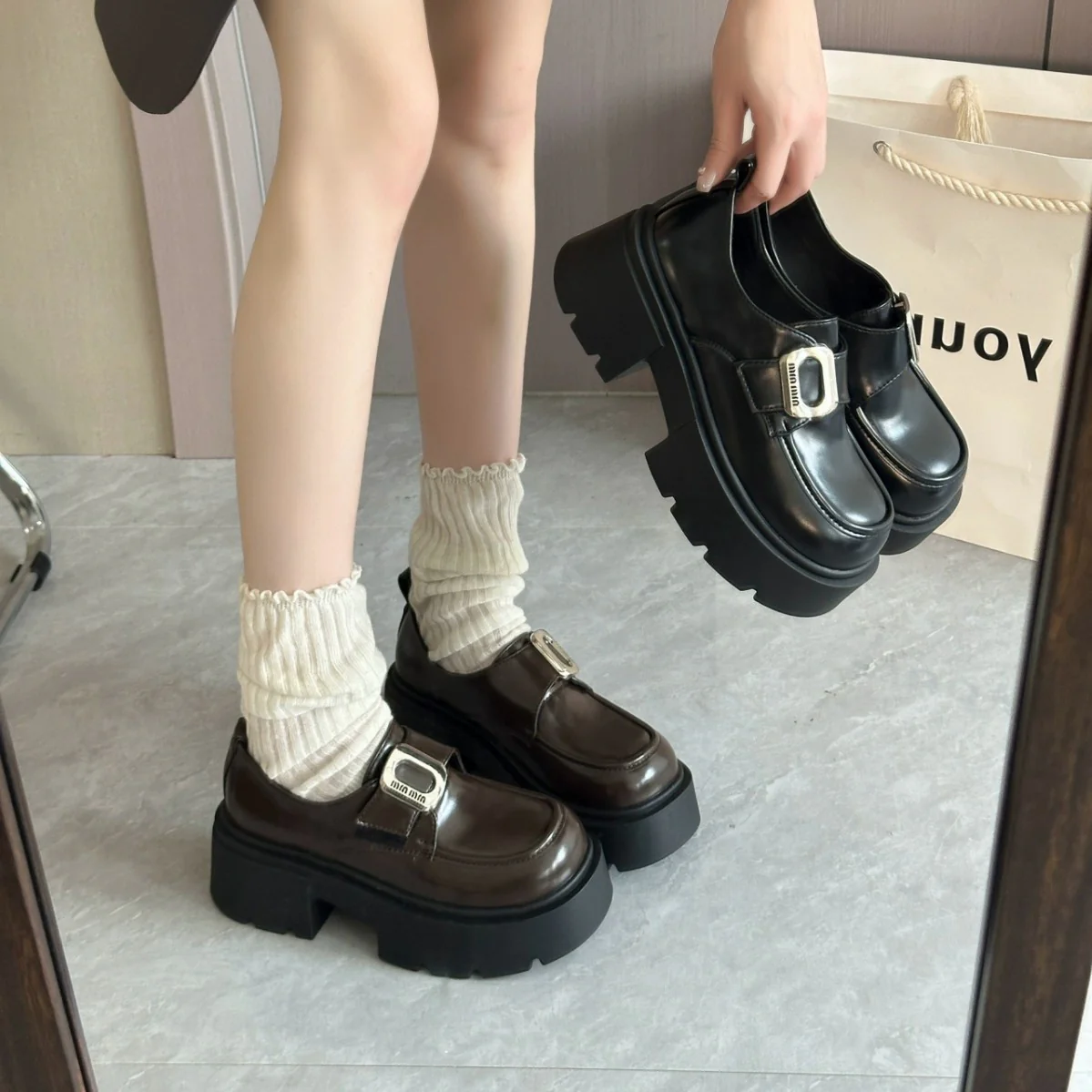 Damen Chunky Schnürschuhe mit modischer Schnallen-Applikation Heidi Mode