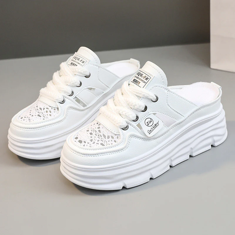 Damen Chunky Slipper mit modischem Schnürsenkel-Design und atmungsaktiver Obermaterialkombination Heidi Mode - Image 2
