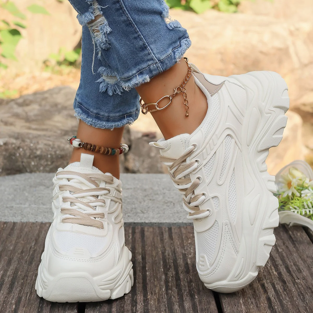 Damen Chunky Sneakers mit dämpfender Sohle und atmungsaktivem Obermaterial Heidi Mode