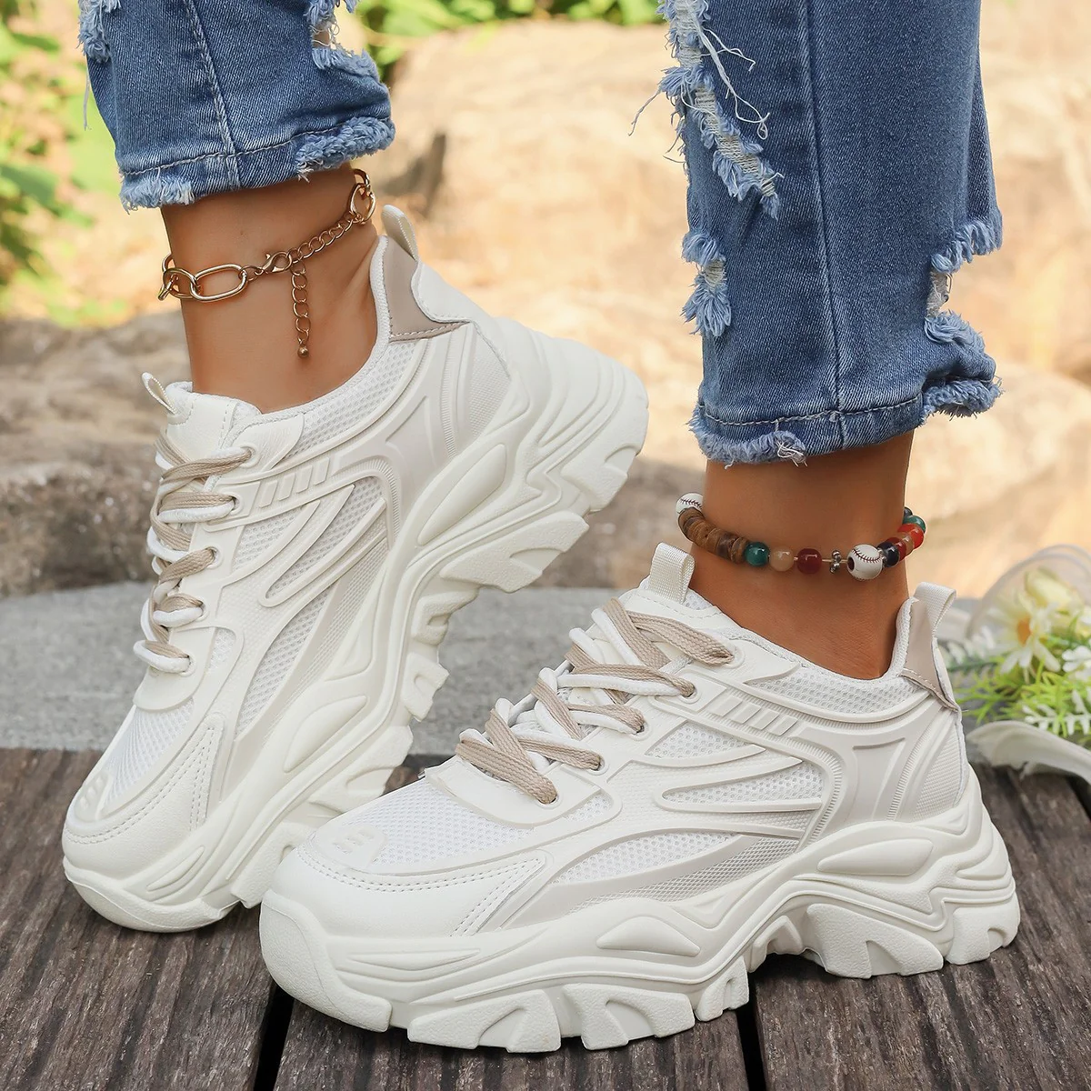 Damen Chunky Sneakers mit dämpfender Sohle und atmungsaktivem Obermaterial Heidi Mode - Image 2