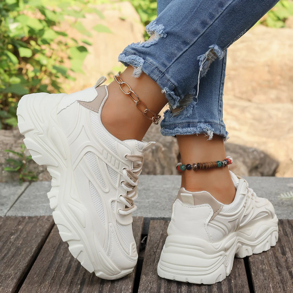 Damen Chunky Sneakers mit dämpfender Sohle und atmungsaktivem Obermaterial Heidi Mode - Image 3