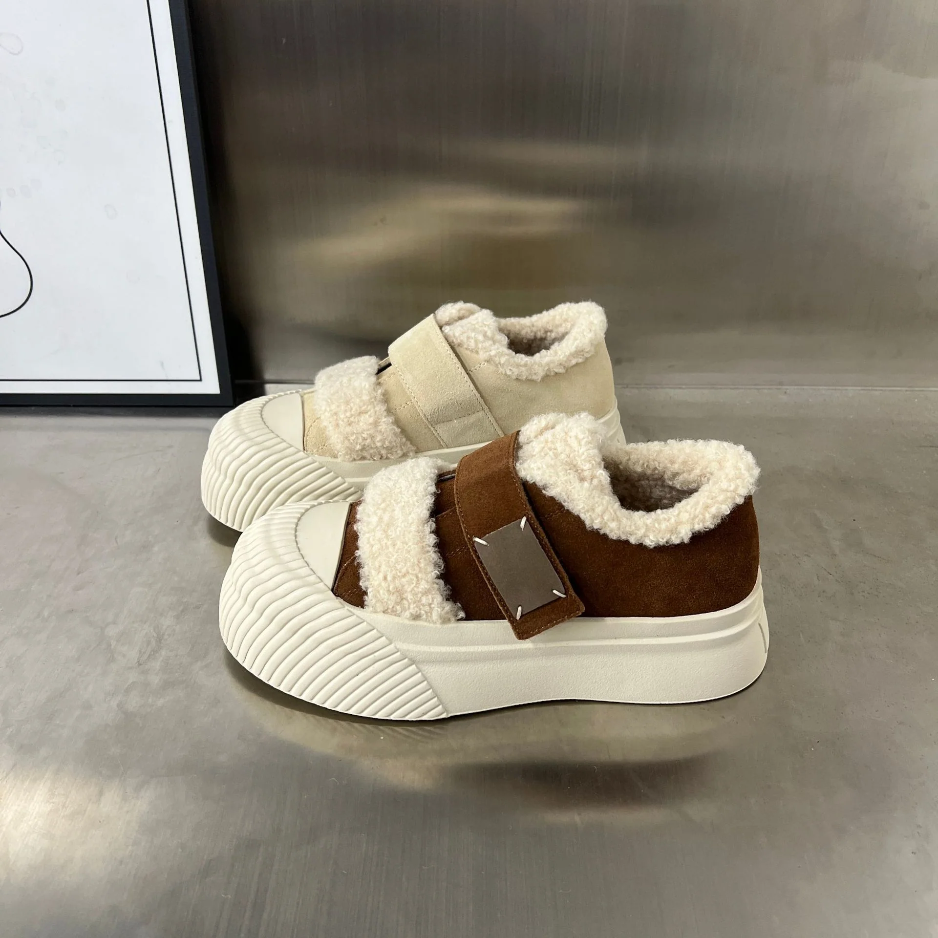 Damen Chunky Sneakers mit warmem Futter und praktischem Klettverschluss Heidi Mode