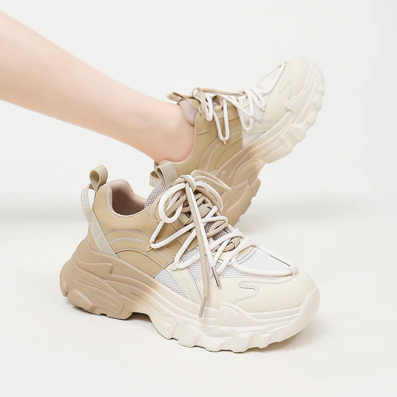 Damen Chunky Sport-Sneaker mit atmungsaktivem Obermaterial und elastischem Schnürsystem Heidi Mode - Image 4