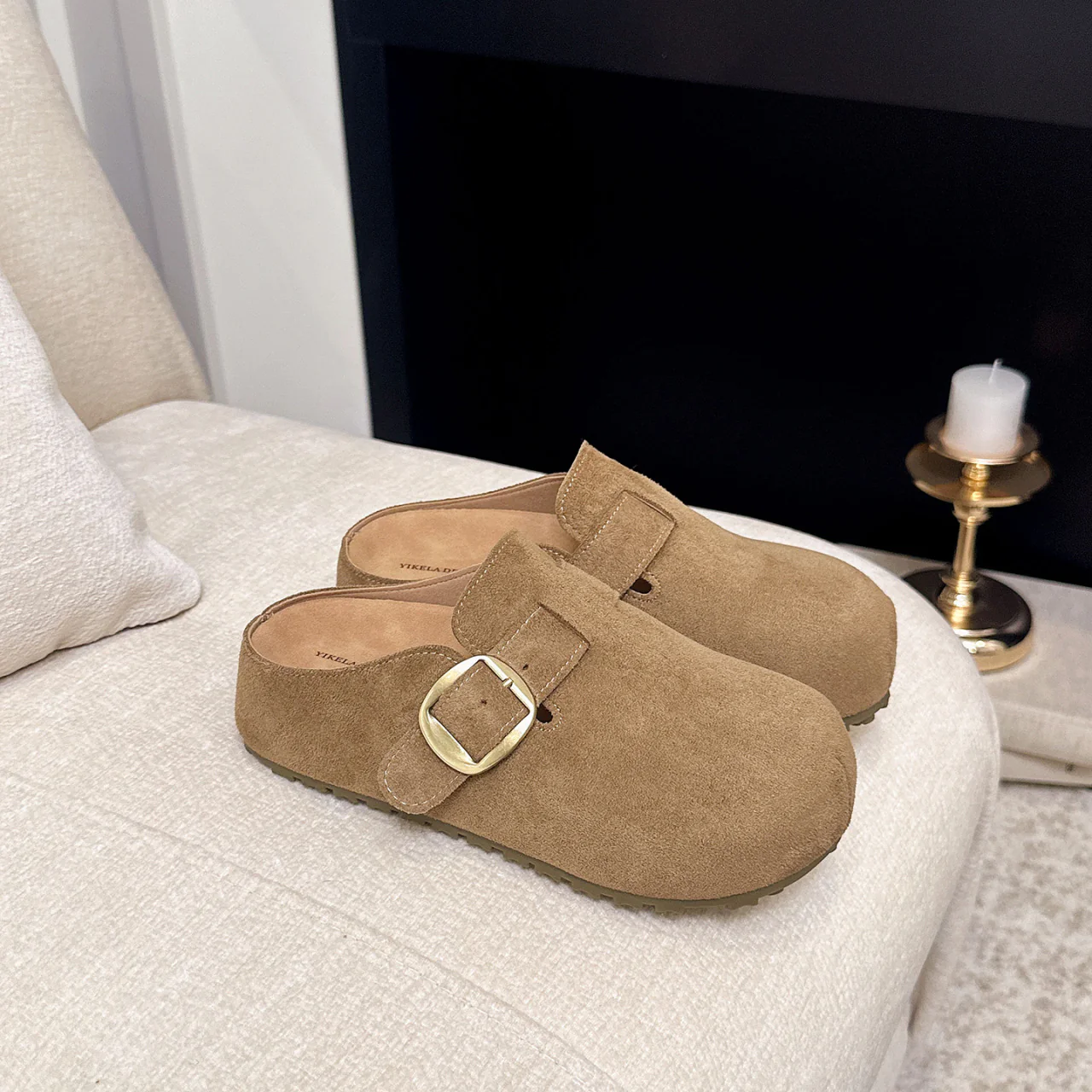 Damen Clogs aus hochwertigem Wildleder mit eleganter Schnalle Heidi Mode - Image 3