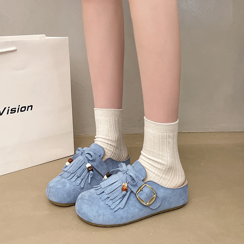 Damen Clogs mit fransigem Design und eleganter Schnalle Heidi Mode