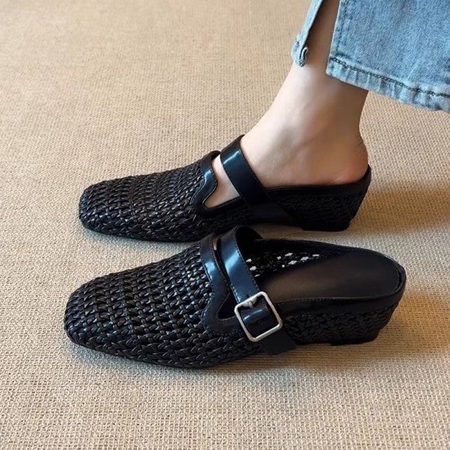 Damen Clogs mit modischem Geflecht und verstellbarem Riemen Heidi Mode - Image 3