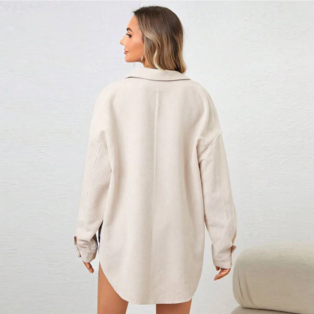 Damen Cord-Jacke mit Lässigem Schnitt und Knöpfbarem Oversize-Design Heidi-Mode - Image 2