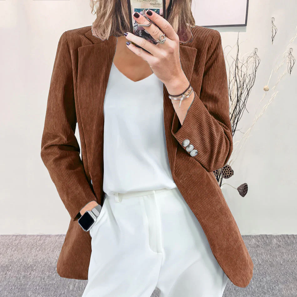 Damen Cordblazer mit Feiner Textur und Eleganten Details Heidi-Mode - Image 8