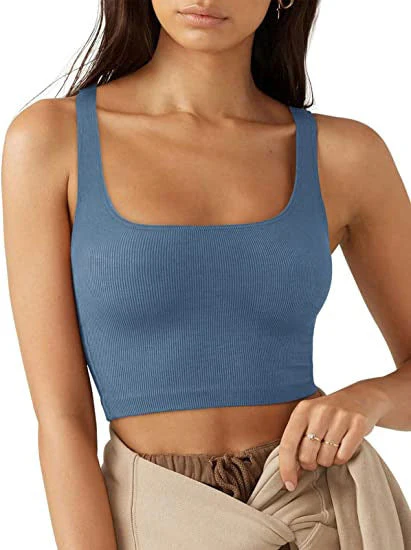 Damen Crop Top mit Geripptem Stoff und Breiten Trägern Heidi-Mode - Image 13