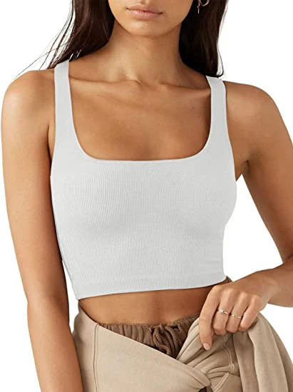 Damen Crop Top mit Geripptem Stoff und Breiten Trägern Heidi-Mode - Image 2