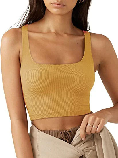 Damen Crop Top mit Geripptem Stoff und Breiten Trägern Heidi-Mode - Image 3
