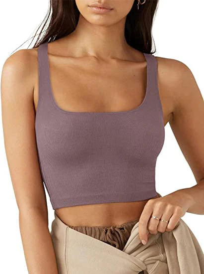 Damen Crop Top mit Geripptem Stoff und Breiten Trägern Heidi-Mode - Image 8
