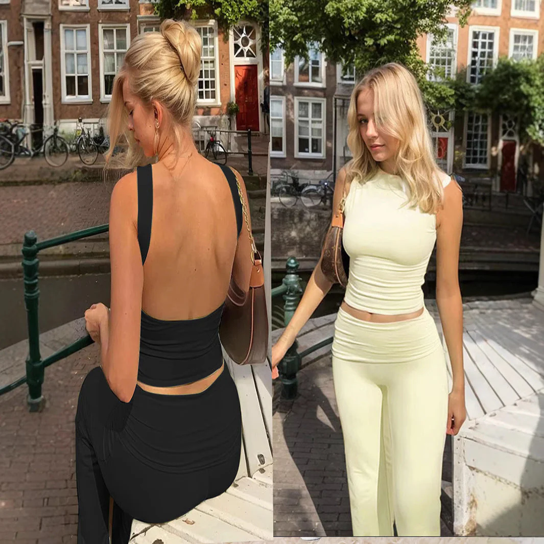 Damen Cropped Lounge-Set mit Enger Passform und Modischen Akzenten Heidi-Mode