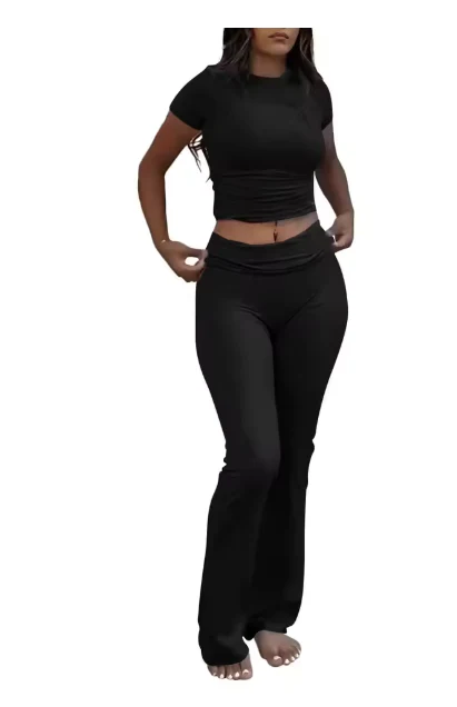 Damen Cropped Lounge-Set mit Enger Passform und Modischen Akzenten Heidi-Mode - Image 8