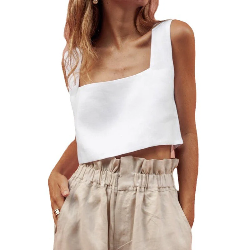 Damen Cropped Top mit Quadratischem Ausschnitt und Breiten Trägern Heidi-Mode - Image 5