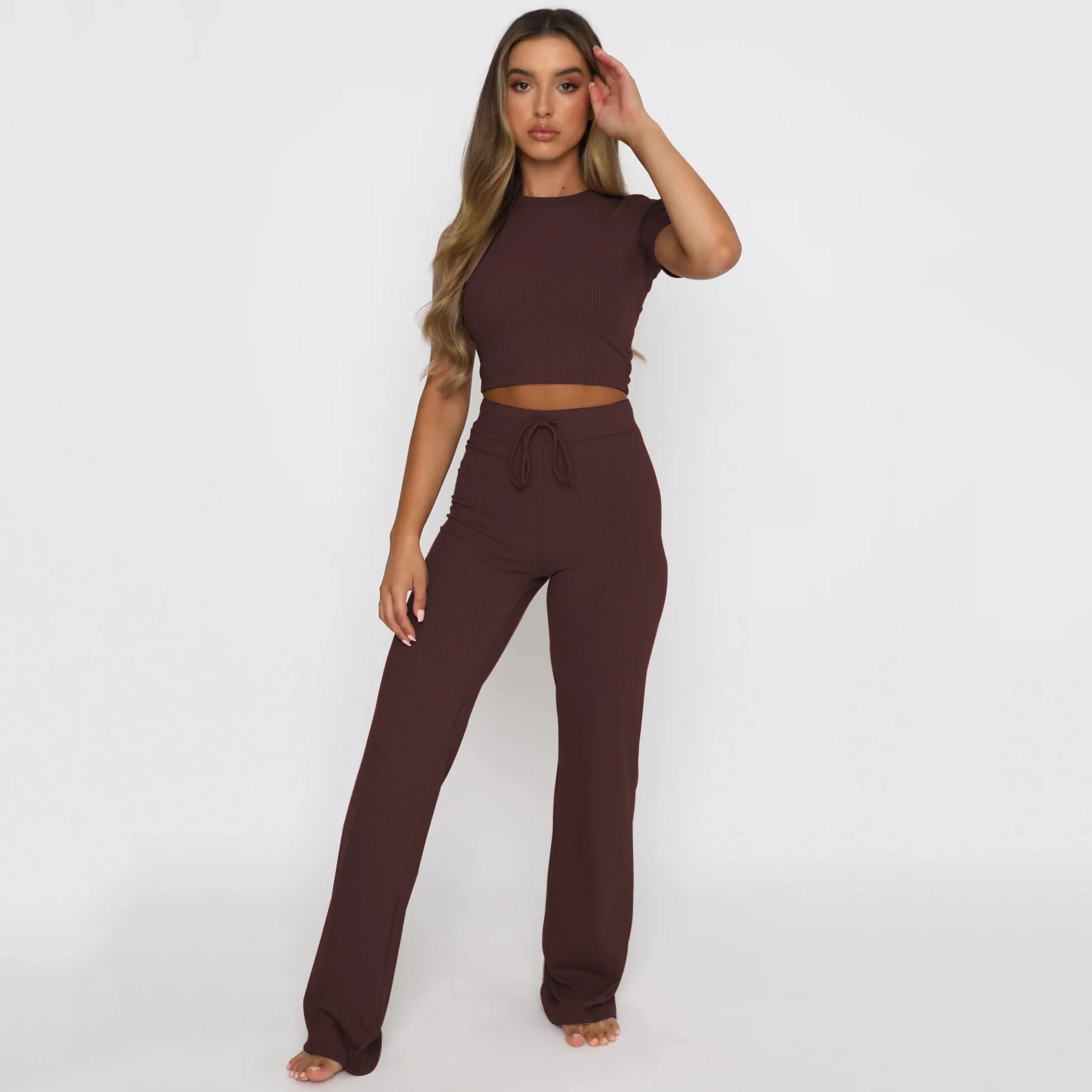 Damen Cropped Top und elegante Flared Pants Set Heidi-Mode - Image 4
