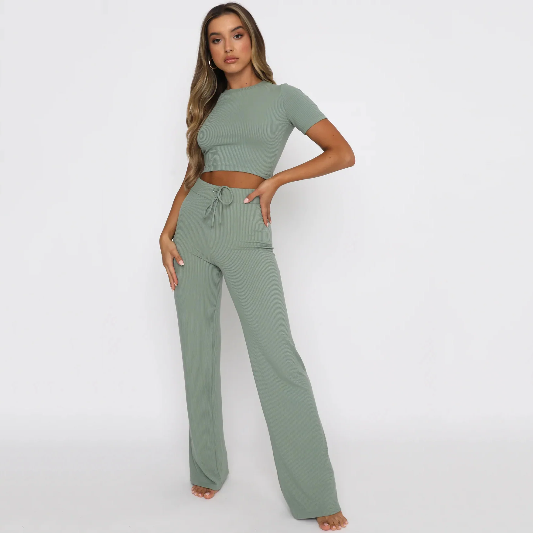 Damen Cropped Top und elegante Flared Pants Set Heidi-Mode - Image 6