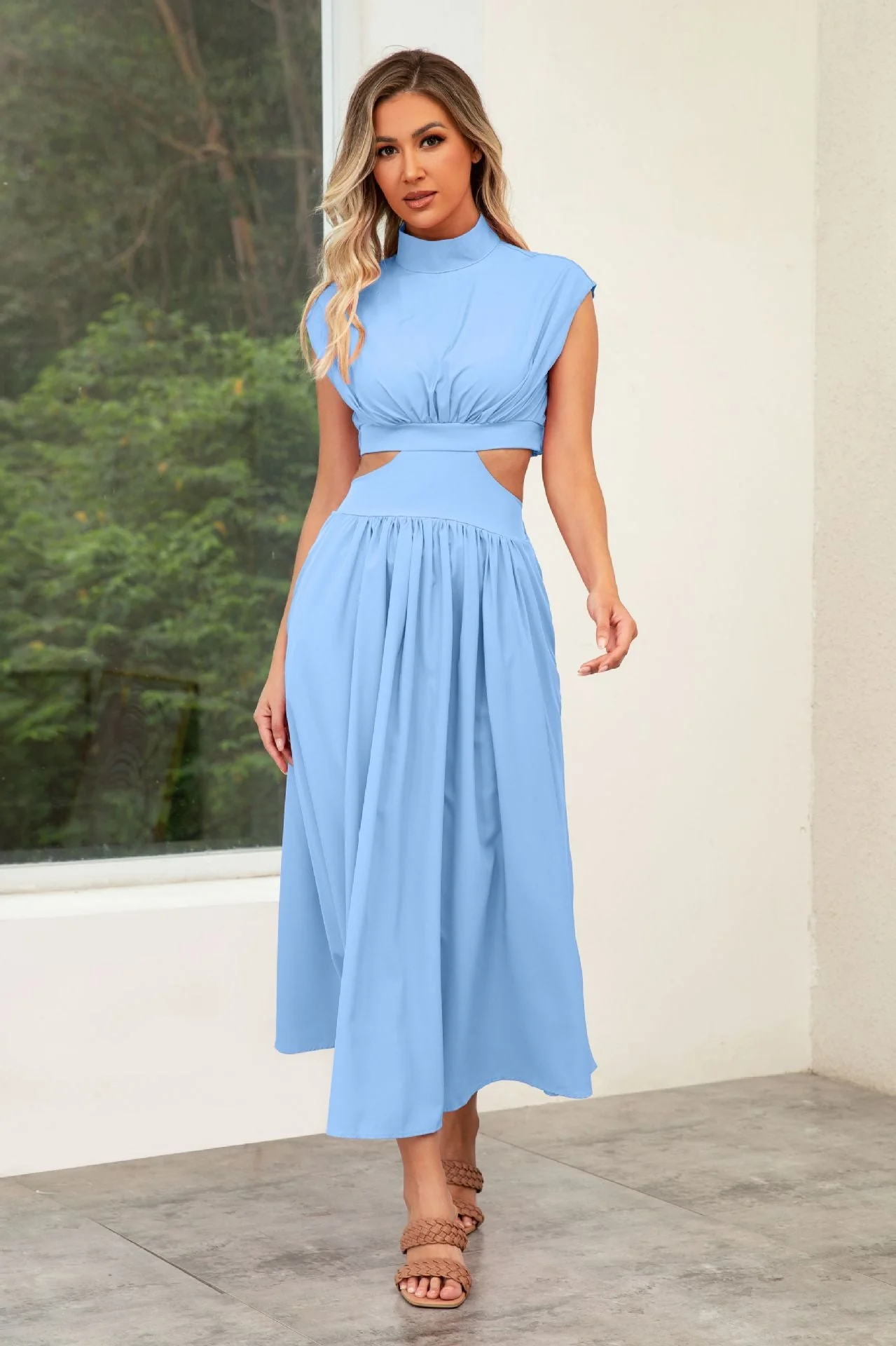 Damen Cut-Out Sommerkleid mit Hohem Kragen Heidi-Mode - Image 14