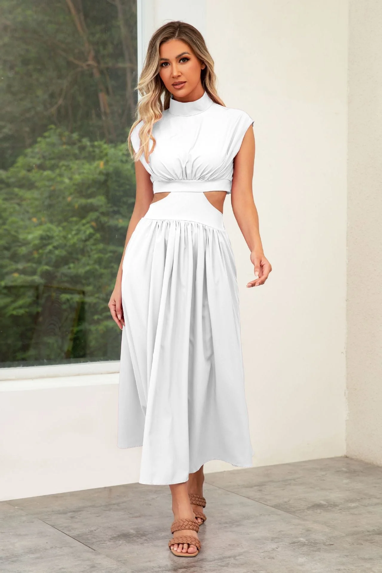 Damen Cut-Out Sommerkleid mit Hohem Kragen Heidi-Mode - Image 16