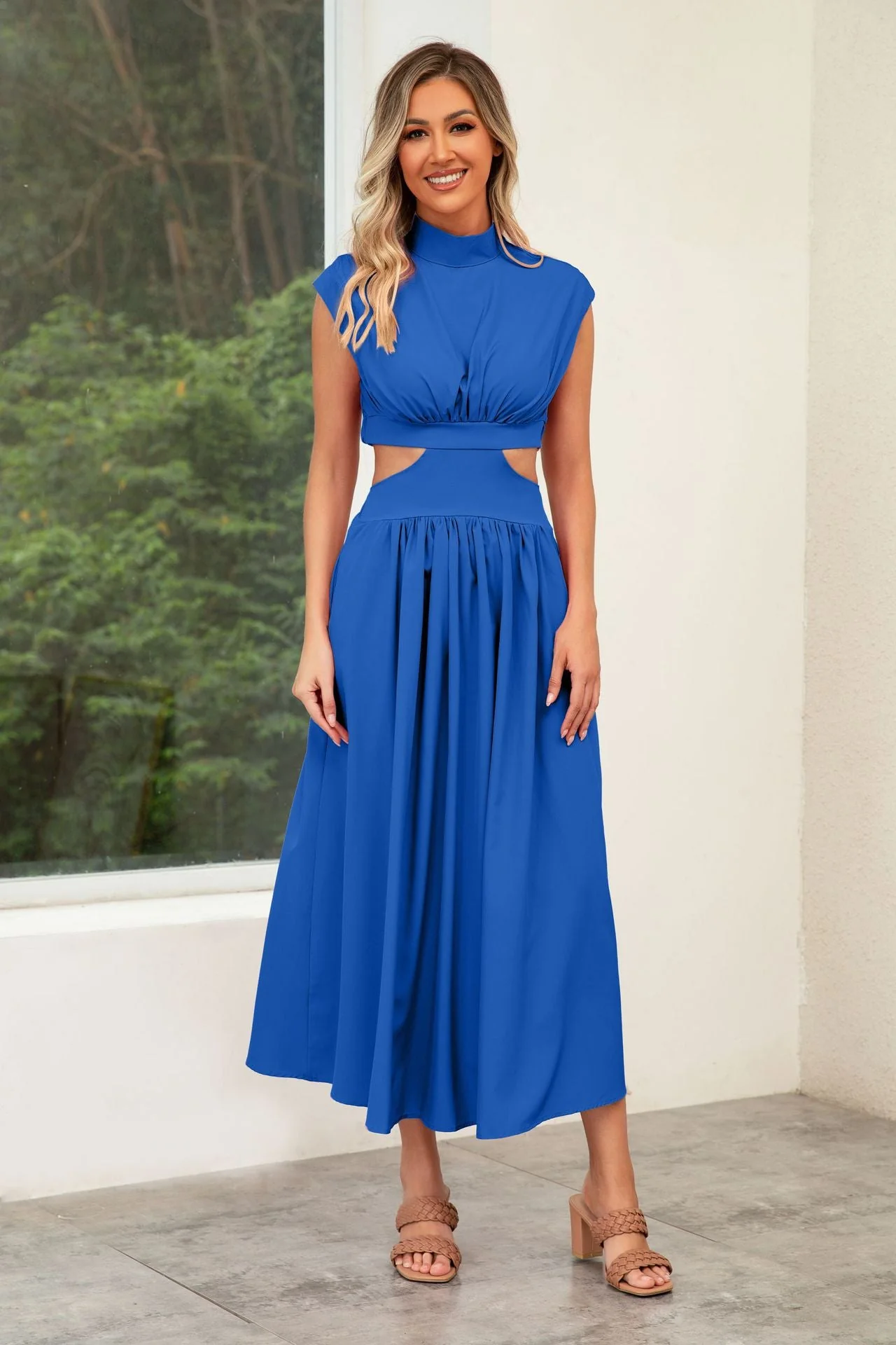 Damen Cut-Out Sommerkleid mit Hohem Kragen Heidi-Mode - Image 8